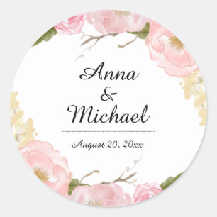 Blush Witte Botanische Bloemen Bruiloft Stickers