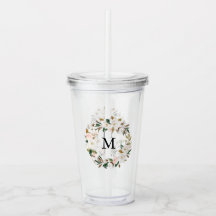 Blush & Witte Magnolia Waterverf krans Monogram