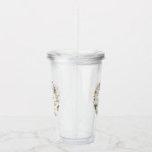 Blush & Witte Magnolia Waterverf krans Monogram Acryl Drinkbeker (Rechts)