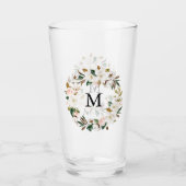 Blush & Witte Magnolia Waterverf krans Monogram Glas (Voorkant)