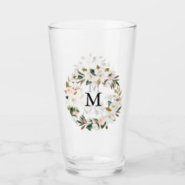 Blush & Witte Magnolia Waterverf krans Monogram Glas