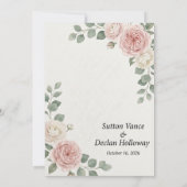 Blush & Witte Roos Botanische Elegante Bewaar de D Kaart (Achterkant)