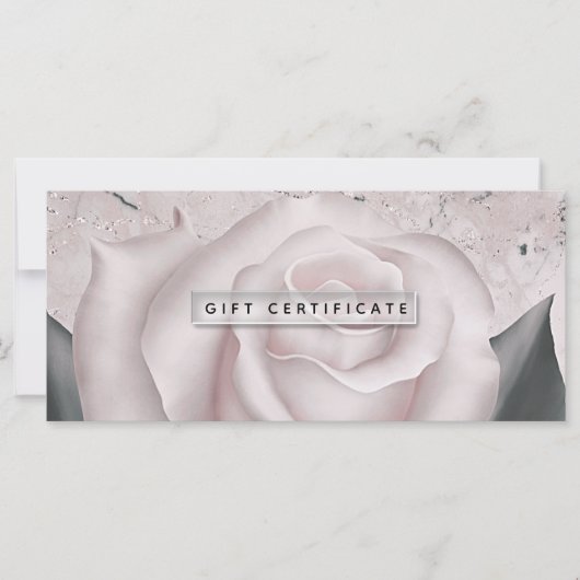 Blush Witte Roos Modern Marmeren Cadeau Certificaa (Voorkant)