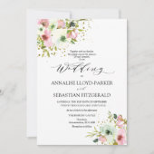 Blush & witte rozen met gouden spetters kaart (Voorkant)