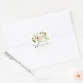 Blush & witte rozen met gouden spetters Thankyou Ronde Sticker (Envelop)