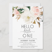 Blush witte rustieke floral sip zie ontmoet baby m kaart (Voorkant)