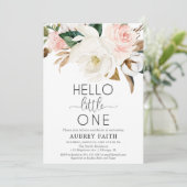 Blush witte rustieke floral sip zie ontmoet baby m kaart (Staand voorkant)