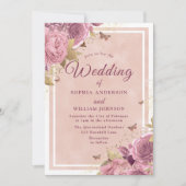 Blush Wonderland: Prachtige blush Floral Wedding Kaart (Voorkant)