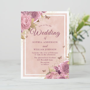 Blush Wonderland: Prachtige blush Floral Wedding Kaart