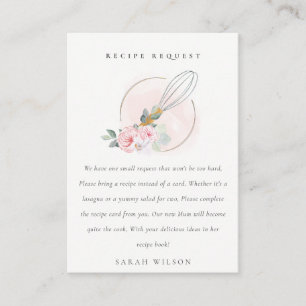 Blush Wood Floral Recipe Request Baby shower Informatiekaartje