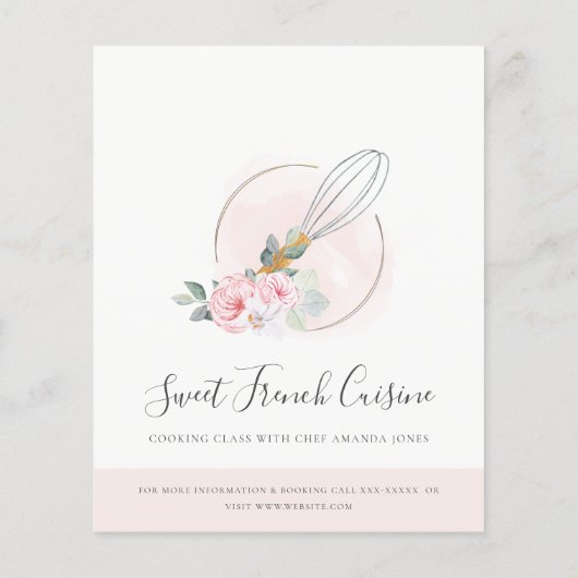 Blush Wooden Floral bakkerij Koekklasse Flyer (Achterkant)