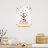 Blush Woodland Animals Baby Thumbprint Guestbook Poster (Keuken)