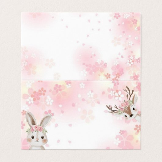 Blush Woodland Baby Meisje Gevouwen Dank je kaart (Buitenkant ongevouwen)