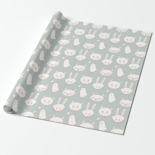 Blush Woodland Creatures Pattern | Cadeaupapier (Uitgerold)
