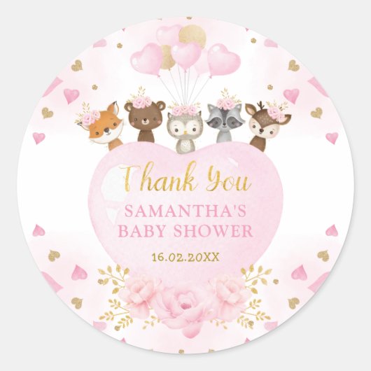 Blush Woodland Valentijnse SweeBaby Girl Ronde Sticker (Voorkant)