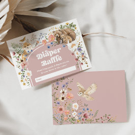 Blush Woodland Wildflowers Diaper Raffle Baby Informatiekaartje