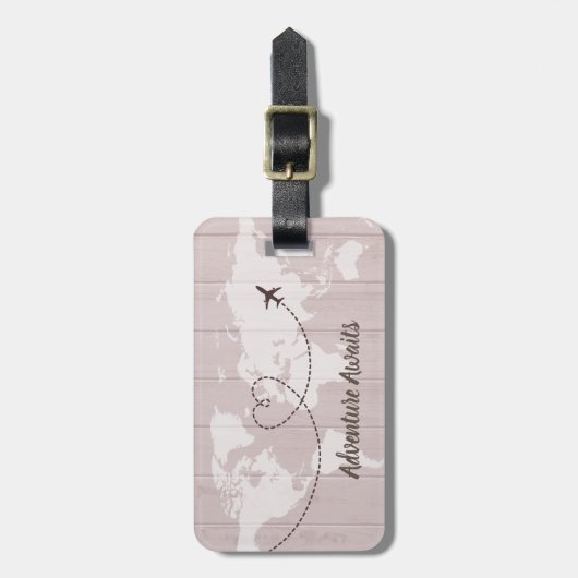 Blush Word Map Adventure wacht op u Bagagelabel (Voorkant verticaal)