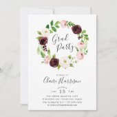 Blush Wreath Graduation Party Invitation Kaart (Voorkant)