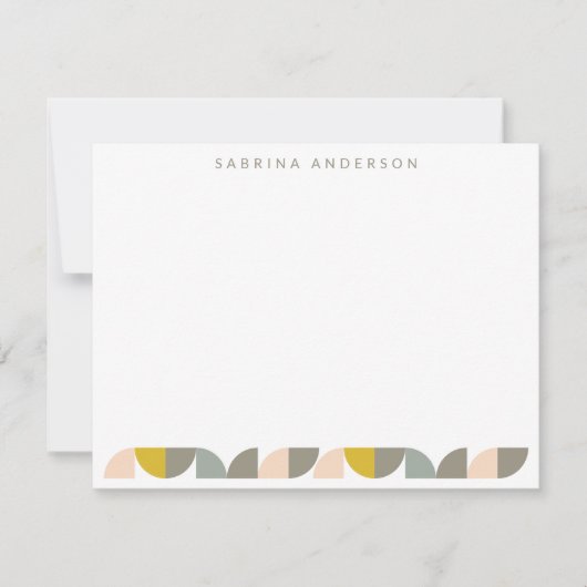 Blush Yellow and Grey Geometric Personalized Flat Notitiekaartje (Voorkant)