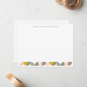 Blush Yellow and Grey Geometric Personalized Flat Notitiekaartje (Voorkant / Achterkant in situ)
