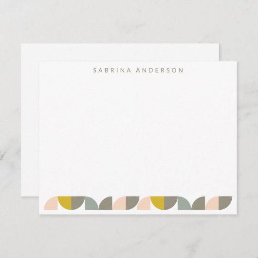 Blush Yellow and Grey Geometric Personalized Flat Notitiekaartje (Voorkant / Achterkant)