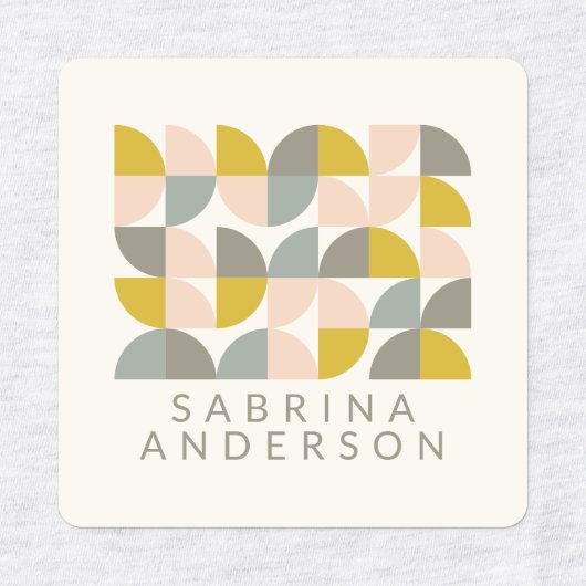 Blush Yellow and Grey Geometric Personalized Labels (Design 1)