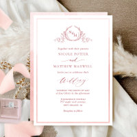 Blush zalmroze Waterverf Chic Monogram Weddenschap