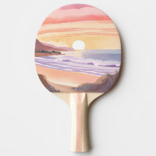 Blush Zee Zonsondergang Strand Waterverfschilder Tafeltennisbatje