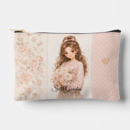 Blush Zijde Tuin Bloem Cosmetische Tas bewerkbaar