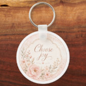Blush Zijde Tuin Bloem Sleutelhanger bewerkbaar (Voorkant)