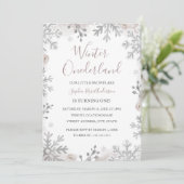 Blush Zilver Winter Onederland 1e Verjaardag Kaart (Staand voorkant)