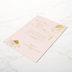 Blush Zonnebloem Vrijgezellenfeest Gold Folie Uitnodiging