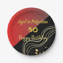 Blush zwart en goud kleurenpalet Happy Birthday Papieren Bordje