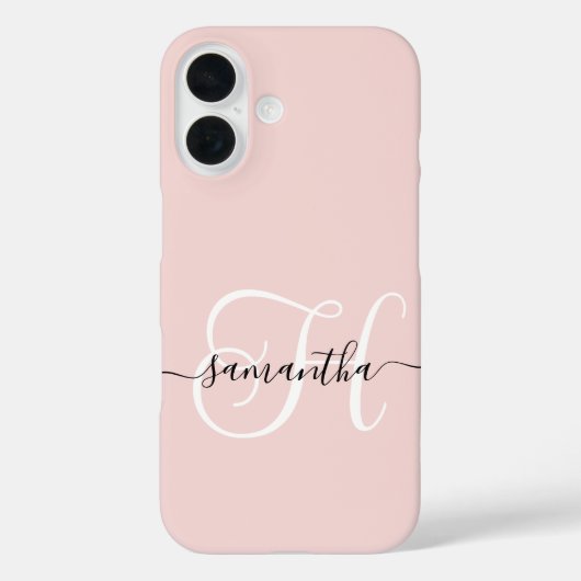 Blush zwart en wit Elegant Monogram Case-Mate iPhone Case (Achterkant)