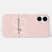 Blush zwart en wit Elegant Monogram Case-Mate iPhone Case (Achterkant (horizontaal))
