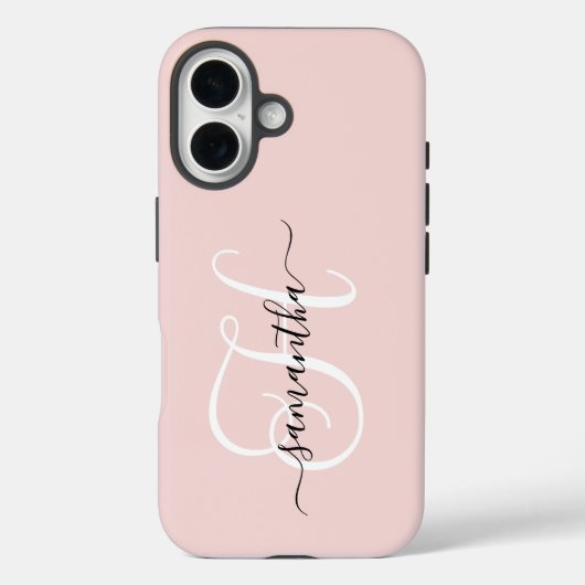 Blush zwart en wit Elegant Monogram Case-Mate iPhone Case (Achterkant)