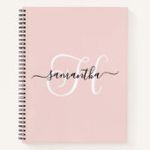 Blush zwart en wit Elegant Monogram Notitieboek (Voorkant)