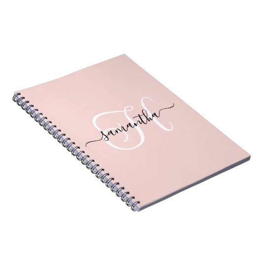 Blush zwart en wit Elegant Monogram Notitieboek (Rechterzijde)