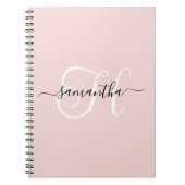 Blush zwart en wit Elegant Monogram Notitieboek (Voorkant)