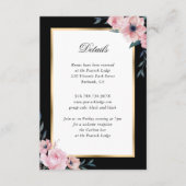 Blush Zwart Goud Bloemen Huwelijk Informatiekaartje (Voorkant)