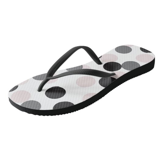 Blush & Zwart Grote Bokeh Confetti Stippen Patroon Teenslippers (Schuin)