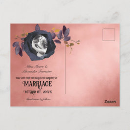 Blush zwart Roos foto opslaan onze datum Briefkaart