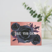 Blush zwart Roos foto opslaan onze datum Briefkaart (Staand voorkant)