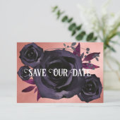 Blush zwart Roos foto opslaan onze datum Kaart (Staand voorkant)