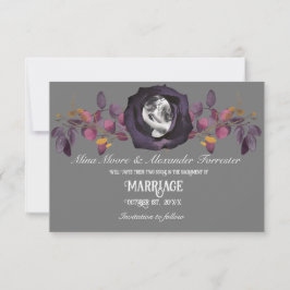 Blush zwart Roos foto opslaan onze datum Kaart