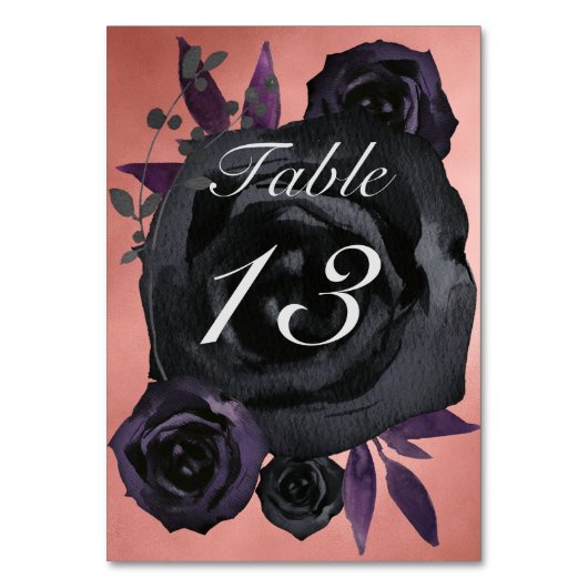 Blush Zwart Roos Gothic Bruiloft Kaart (Voorkant)