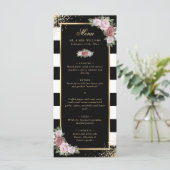 Blush Zwart Wit Goud Confetti Bloemen Huwelijk Menu (Staand voorkant)