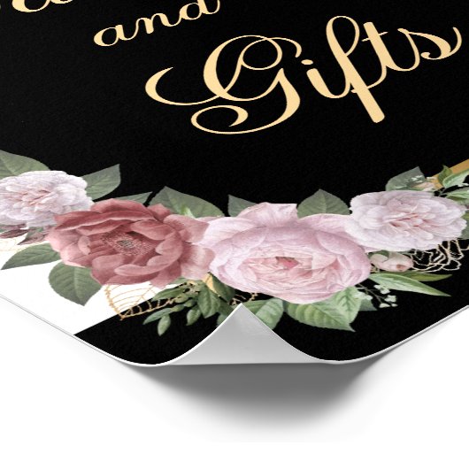 Blush zwarte bloemen trouwkaarten en geschenken te poster (Hoek)