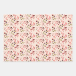 Blush Zwarte Paarse Wildflowers Waterverf Art Inpakpapier Vel