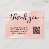 Blush zwarte QR-code Hartelijk dank Je aankoop Inv Klantenkaartje (Voorkant)